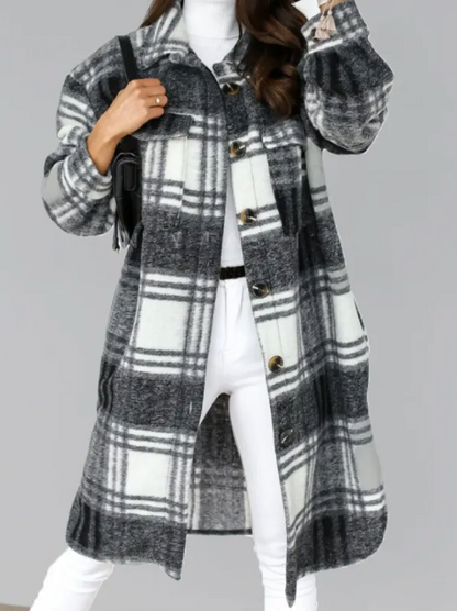 Manteau hivernal en laine écossais féminin