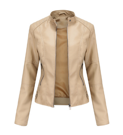 Veste cuir féminine élégante col montant - BlxckFR