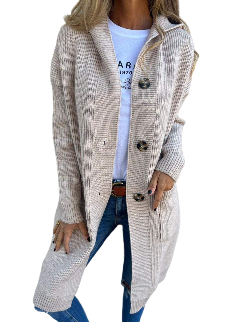 Cardigan Femme Tricot Ouvert Coupe Classique - Foivo