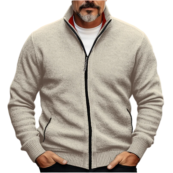 Cardigan Homme Maille Zippé Col Montant - Foivo