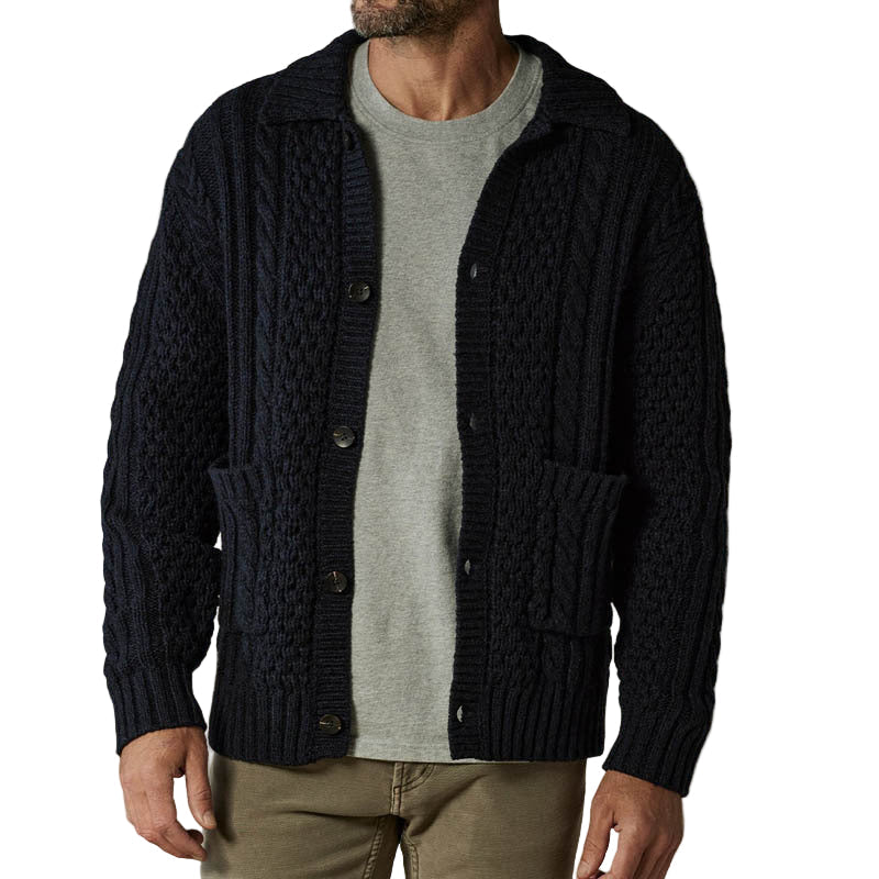 Cardigan Homme Laine Boutons Poches Frontales - Foivo