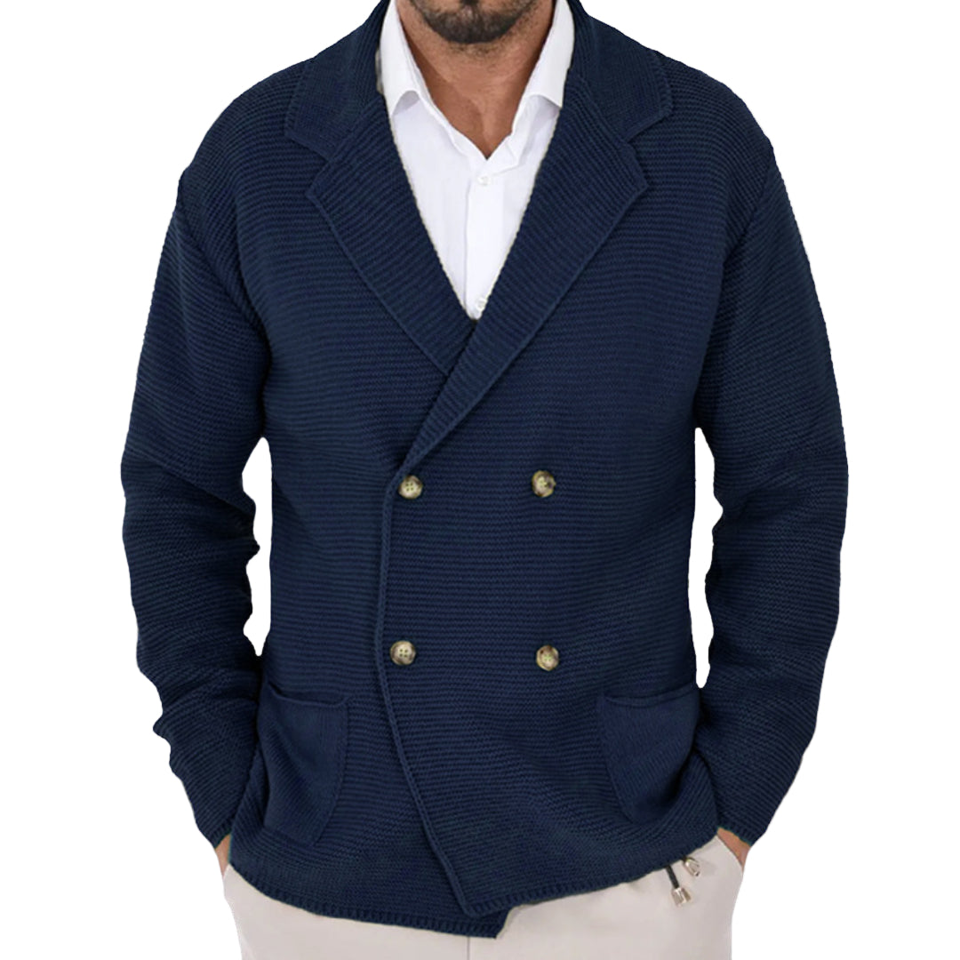 Cardigan Homme Laine Double Boutonnage Coupe Ajustée - Foivo