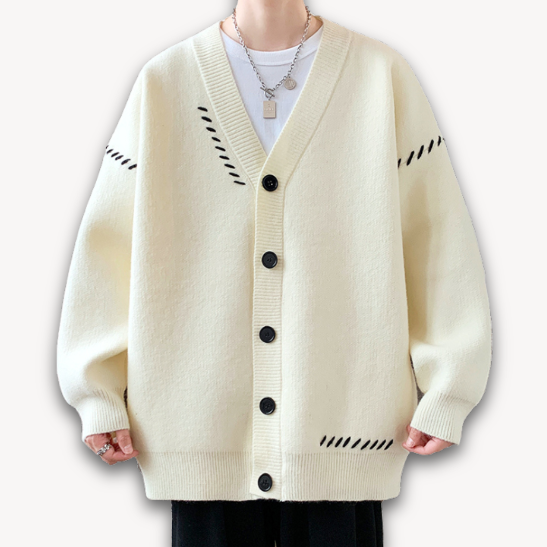 Cardigan pour hommes surdimensionné boutonné 1