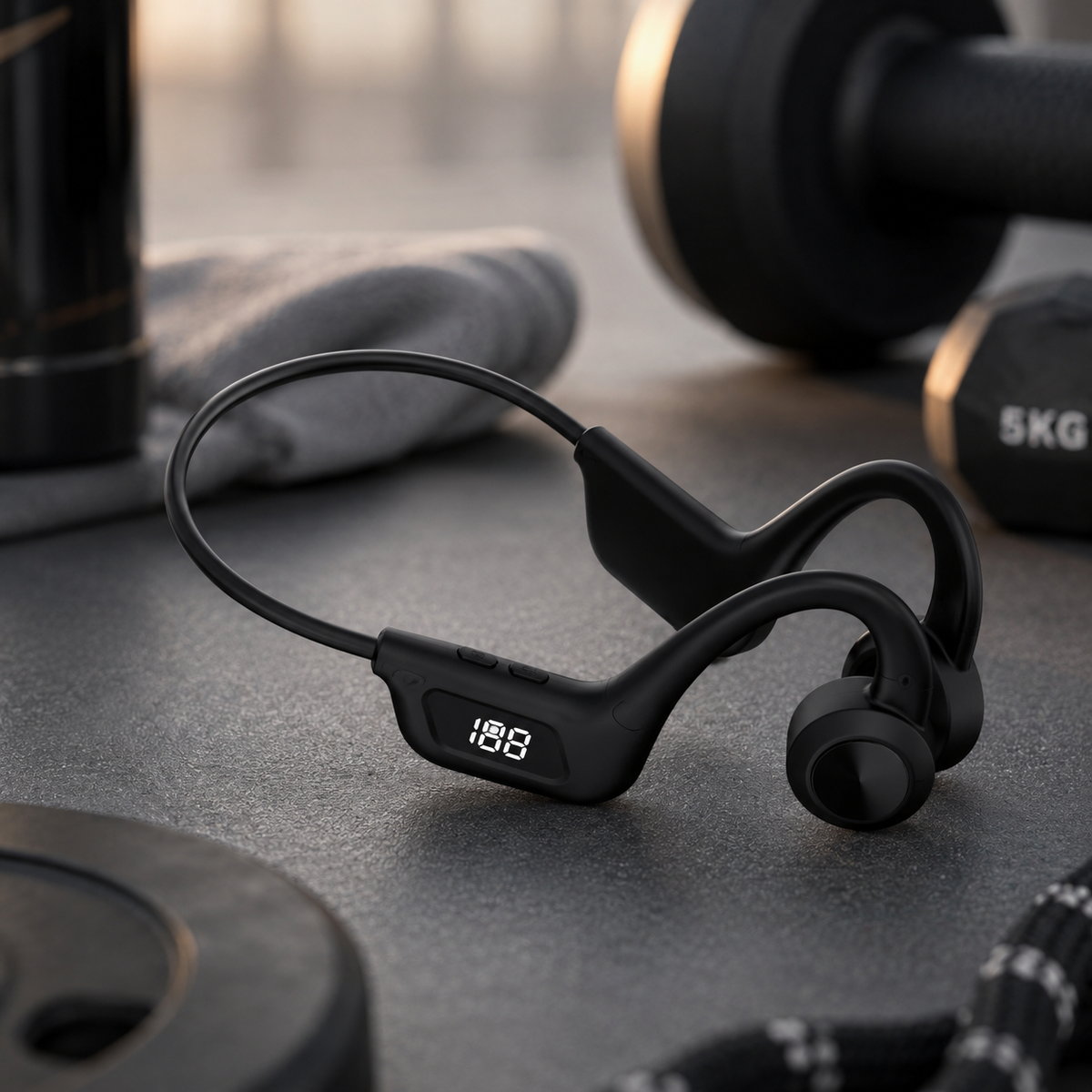 Casque Sans Fil Conduction Osseuse Bluetooth Sport avec Affichage LED - Foivo