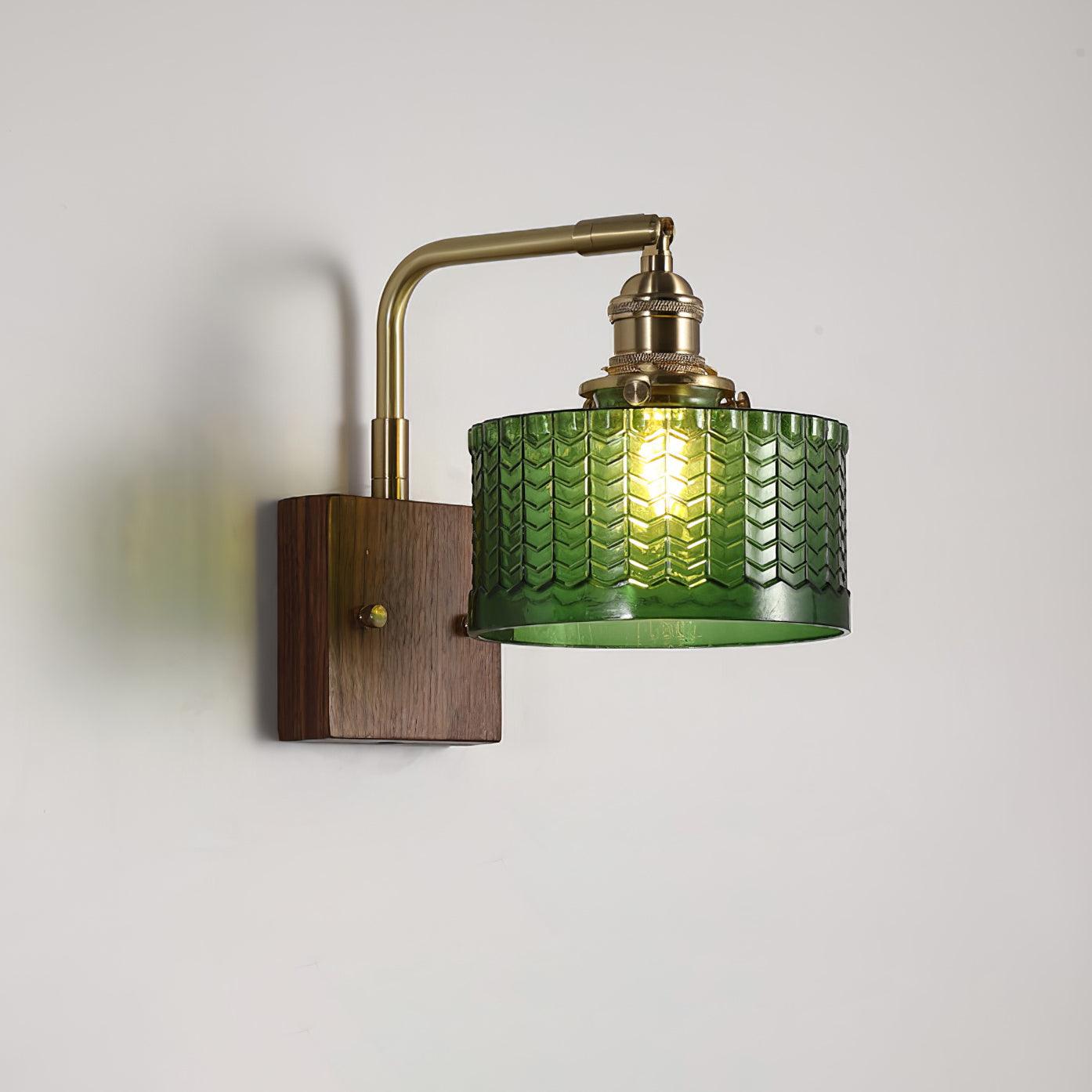 Lampe Murale Chalet - Éclairage Chaleureux avec Verre Décoratif et Base Bois Massif