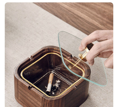 Cendrier en Noyer Design Contemporain 3