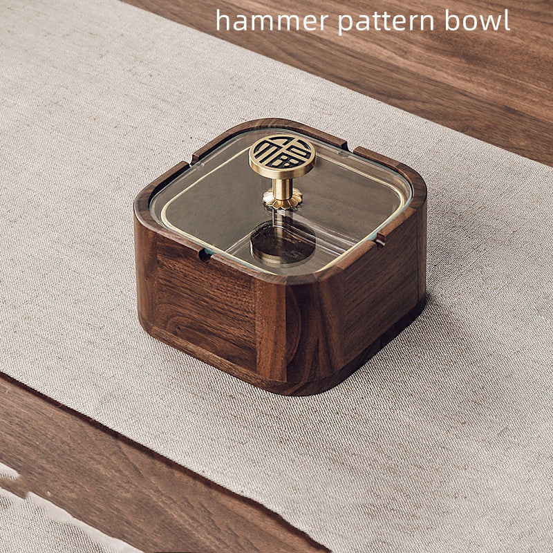 Cendrier en Noyer Design Contemporain 4