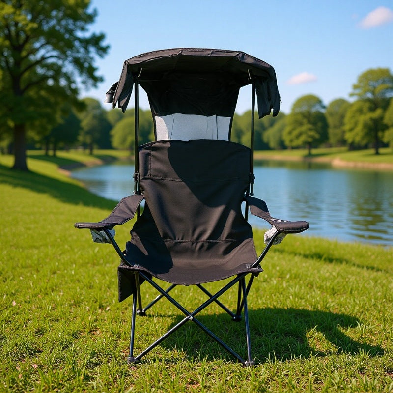 Chaise Pliante Extérieur Avec Pare-Soleil Amovible Confortable 1