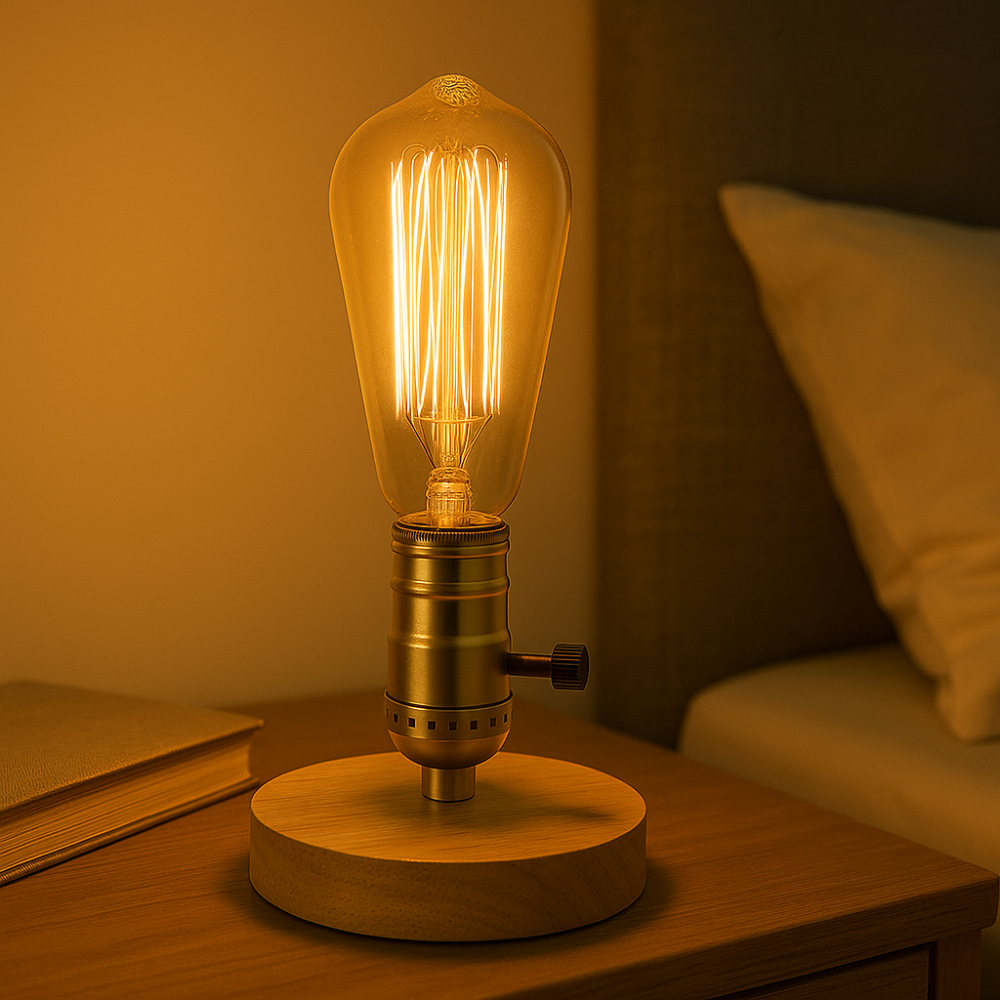 Lampe de nuit en bois rétro chalet - BlxckFR