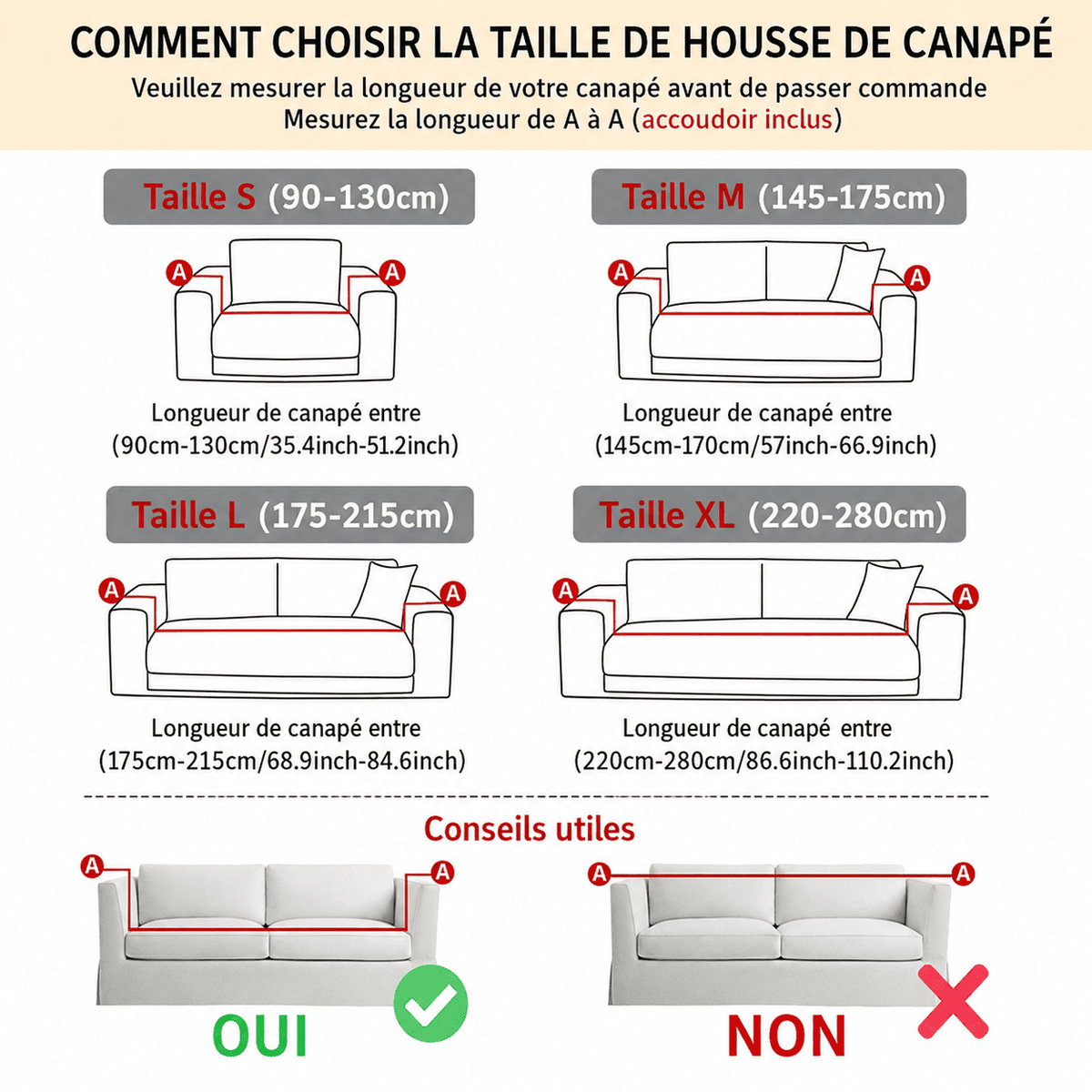 Housse de canapé Tissu Jacquard Antidérapante Durable