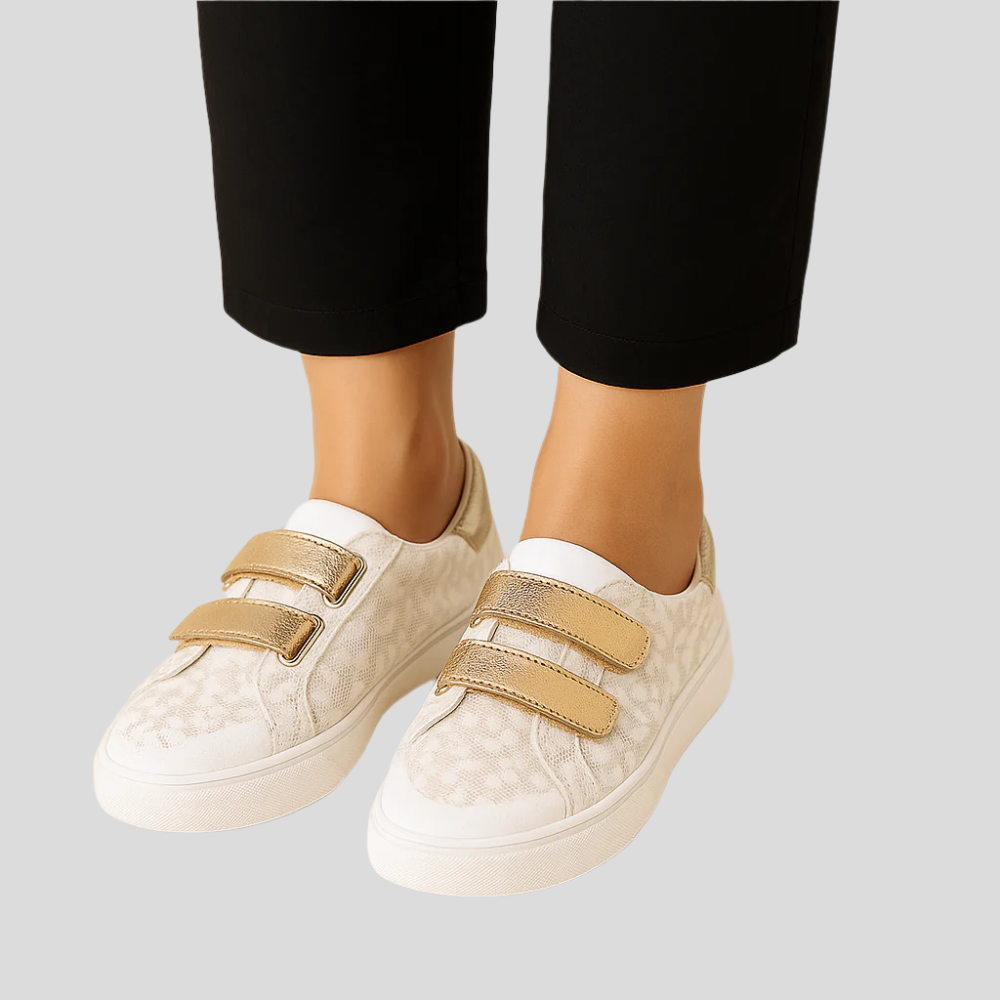 Baskets Femme Élégantes à Lacets Or - BlxckFR