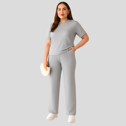Vêtement décontracté pour femme, haut et pantalon taille élastique