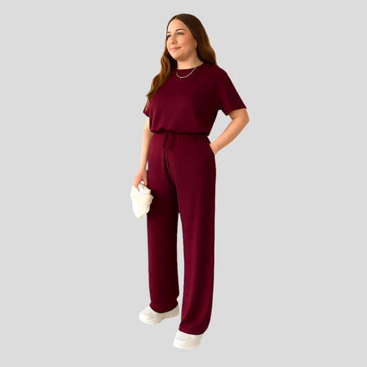 Vêtement décontracté pour femme, haut et pantalon taille élastique - BlxckFR