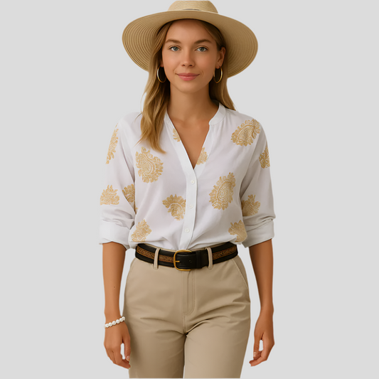 Blouse Été Bohème Chic – Top Manches Longues Féminin - BlxckFR