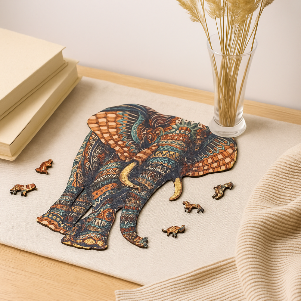 Jeu de puzzle bois éléphant – Défi logique pour adultes - BlxckFR