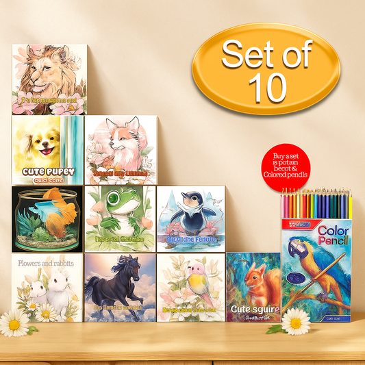 Coffret Livres Anti-Stress avec Crayons Colorés - Kit Détente et Loisirs Créatifs - BlxckFR