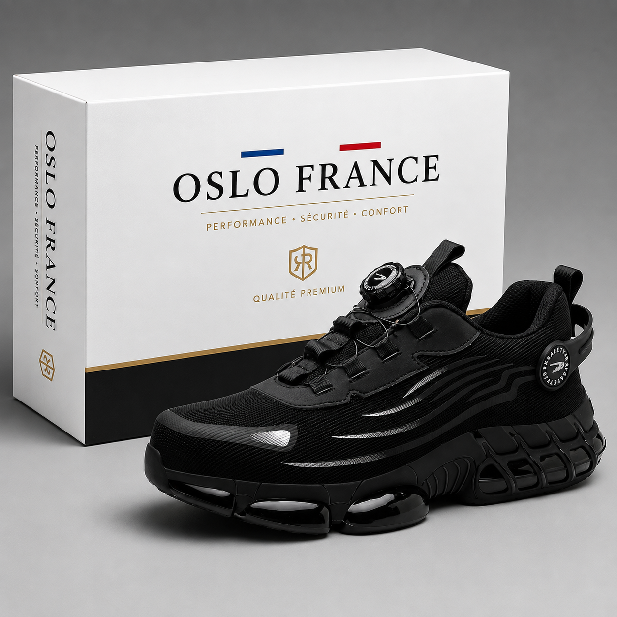 Chaussures de sécurité homme, semelle épaisse antidérapante, gris et noir-vêtement-Noir-39-Oslo France