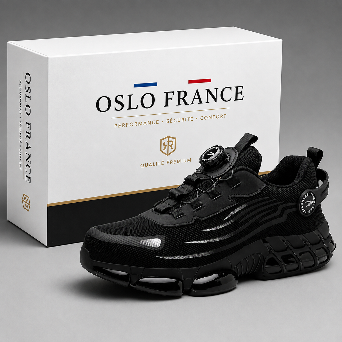 Chaussures de sécurité homme, semelle épaisse antidérapante, gris et noir-vêtement-Noir-39-Oslo France