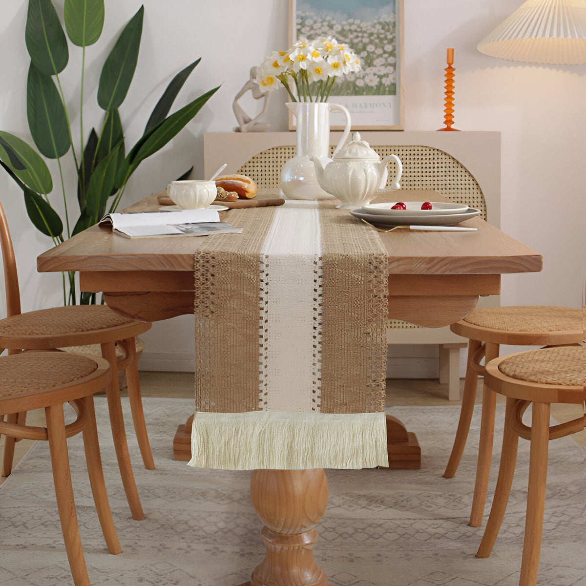 Chemin de Table Boho Macramé avec Franges 2