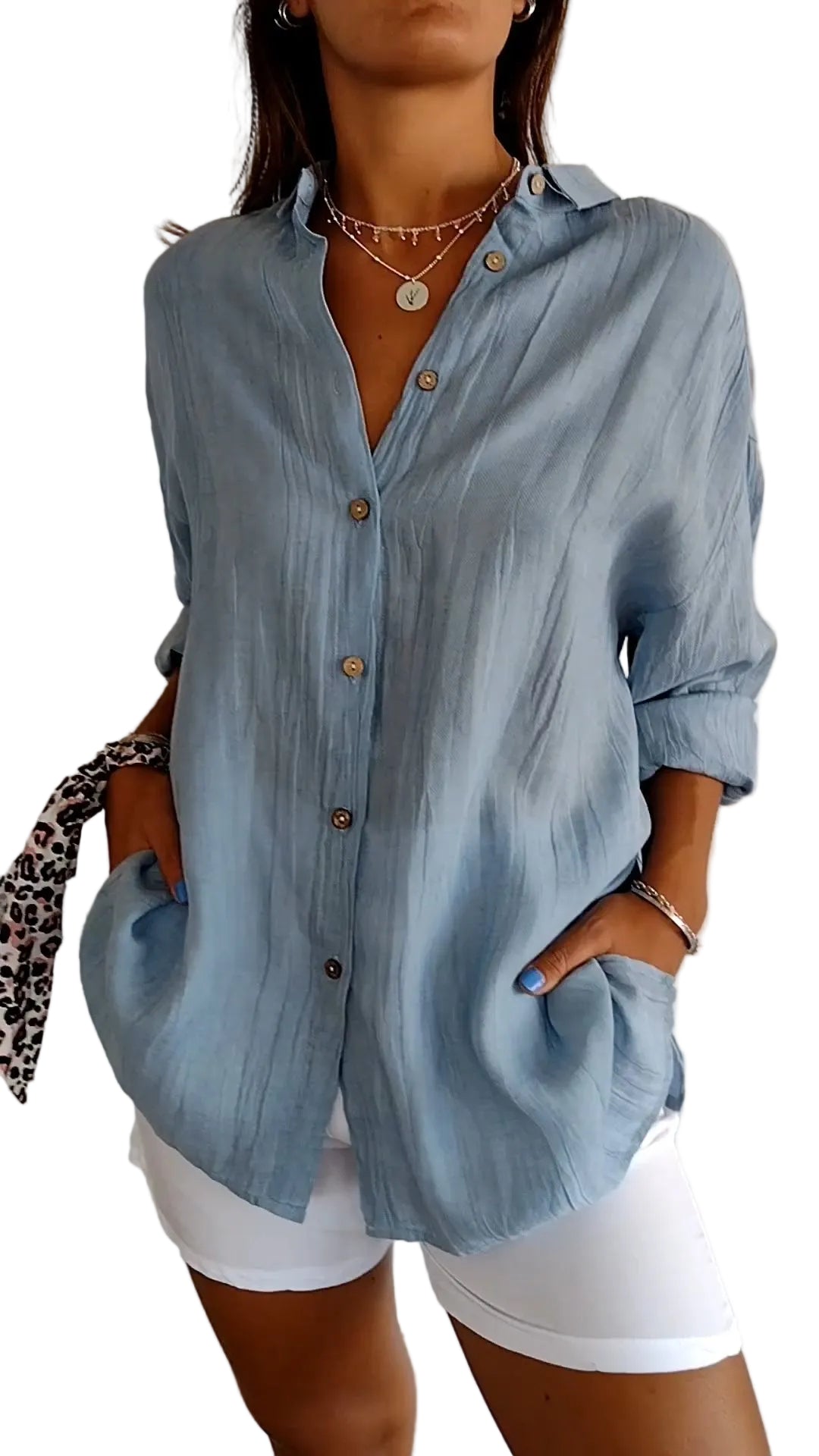 Chemise Femme Plissée Manches Longues Chic - Foivo