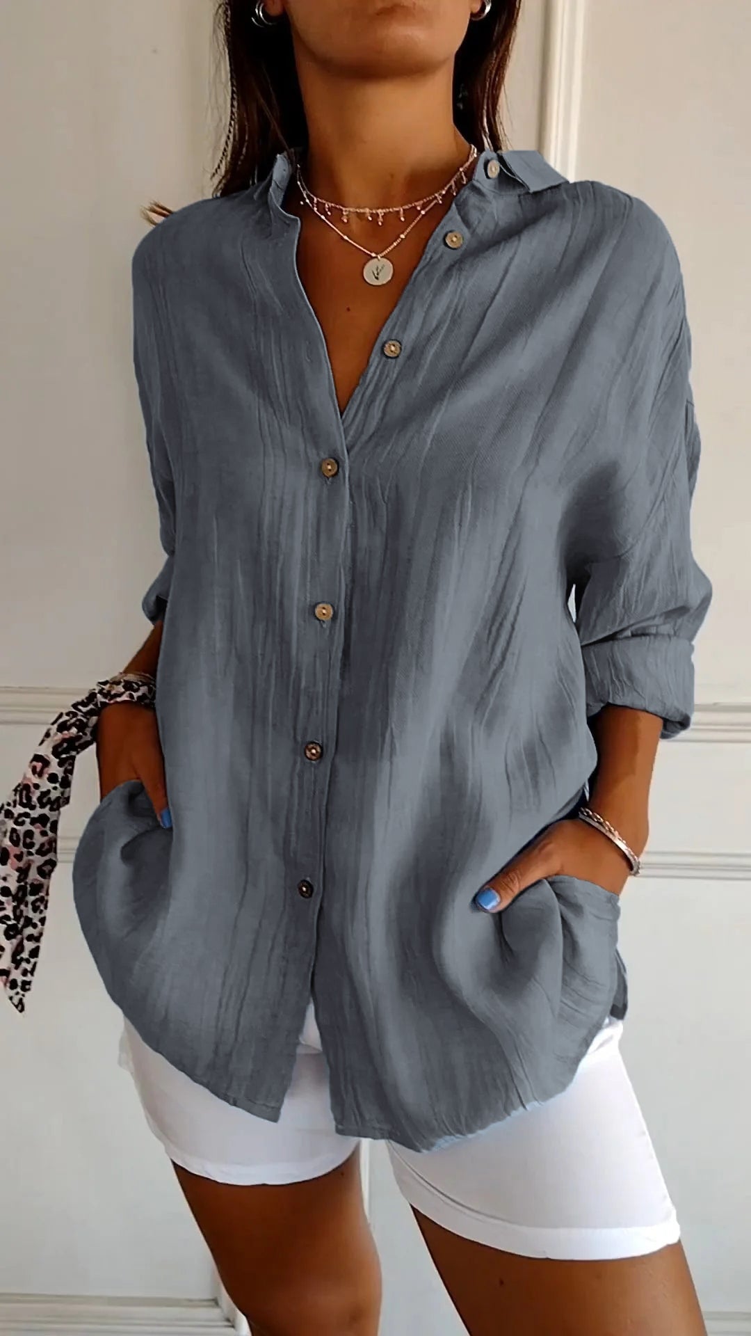 Chemise Femme Chic Manches Longues Plissée 10