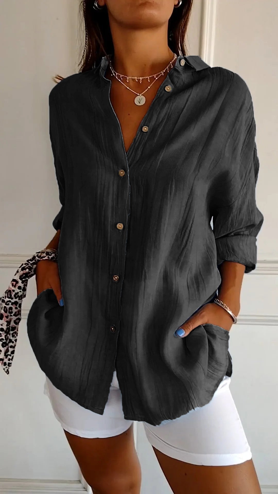 Chemise Femme Chic Manches Longues Plissée 11