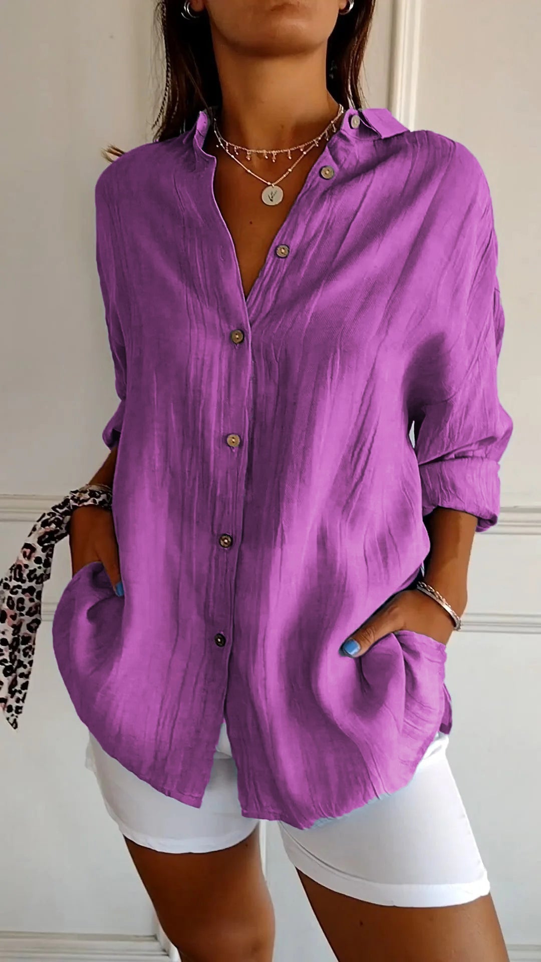 Chemise Femme Chic Manches Longues Plissée 12