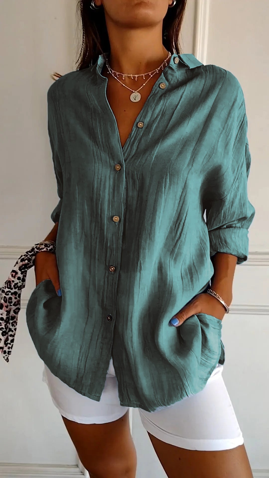 Chemise Femme Chic Manches Longues Plissée 6