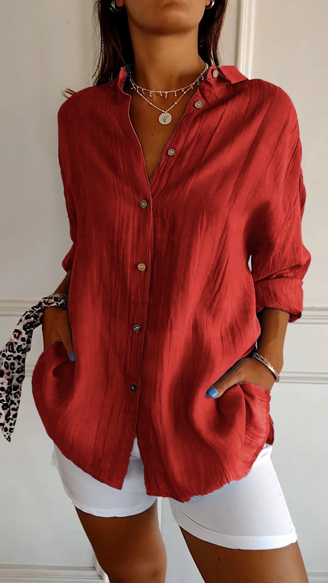 Chemise Femme Chic Manches Longues Plissée 7