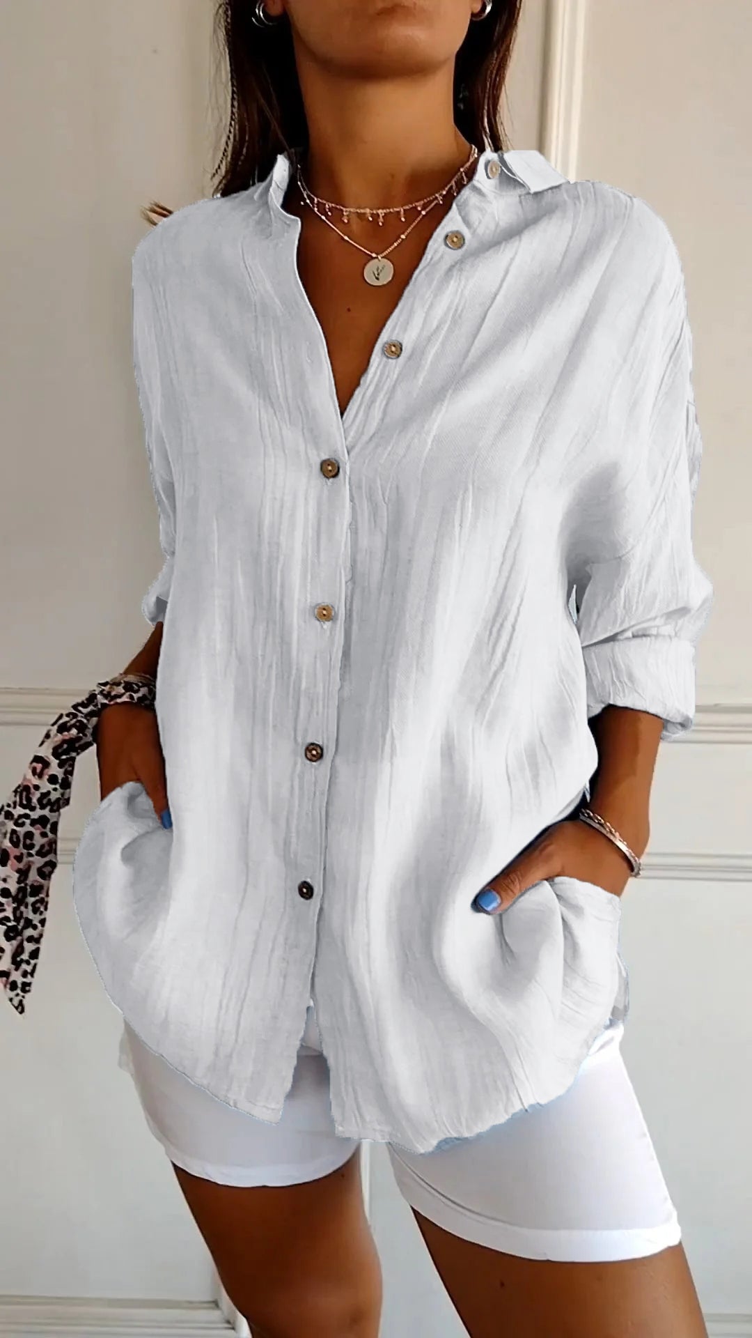 Chemise Femme Chic Manches Longues Plissée 9