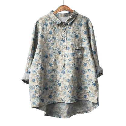 Chemise Femme Coton Imprimé Floral Coupe Ajustée - Foivo