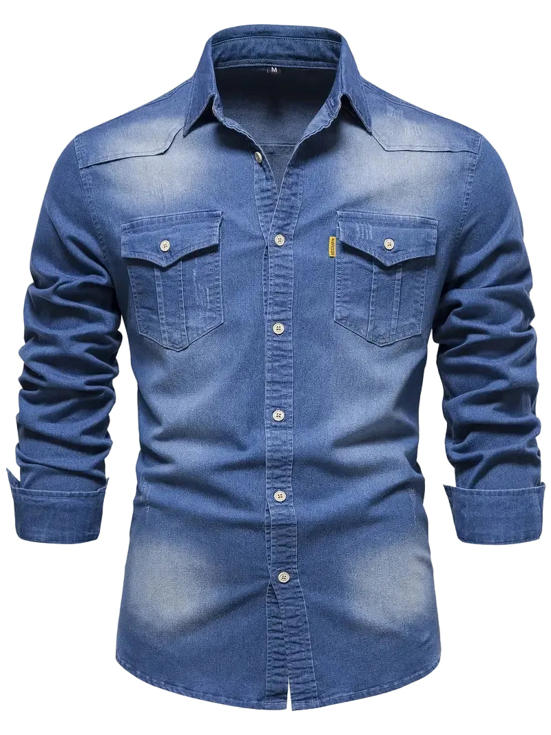 Chemise Homme Denim Coupe Classique - Foivo