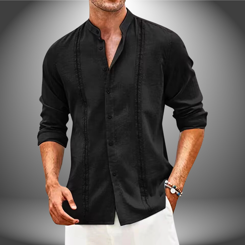 Chemise Homme à Manches Longues Slim Fit Col Mao 4