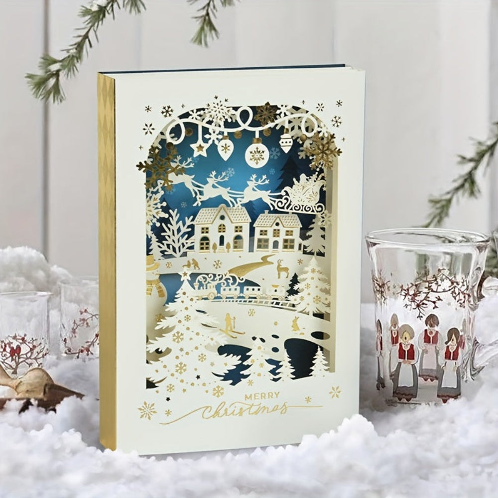 Cartes de Noël 3D Dépliantes Découpe Laser Fêtes - BlxckFR