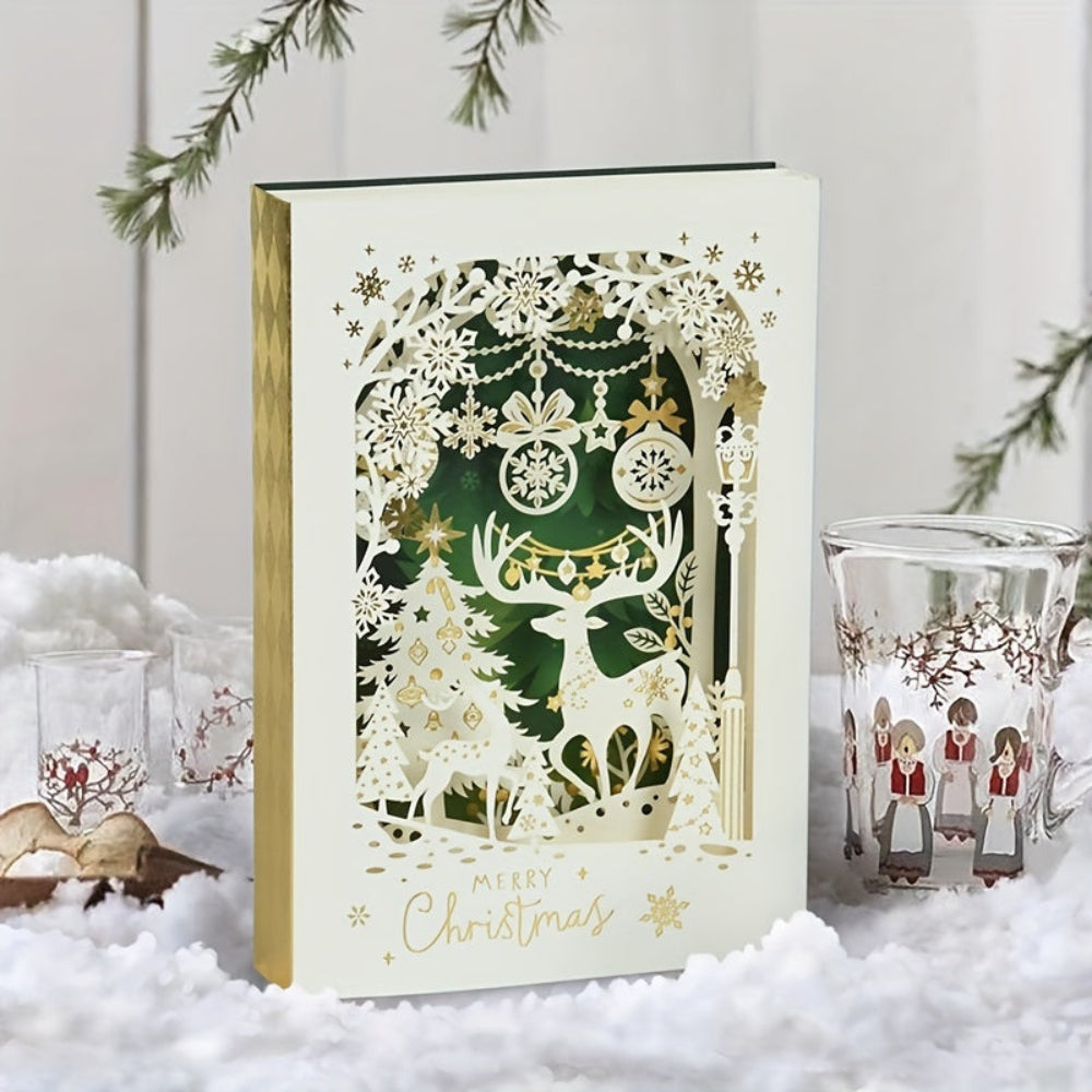 Cartes de Noël 3D Dépliantes Découpe Laser Fêtes