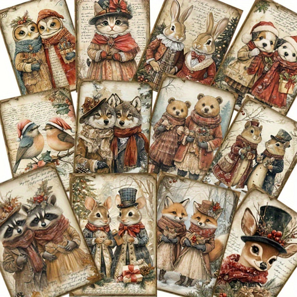 Cartes de Noël Rétro Animaux Cadeaux - BlxckFR