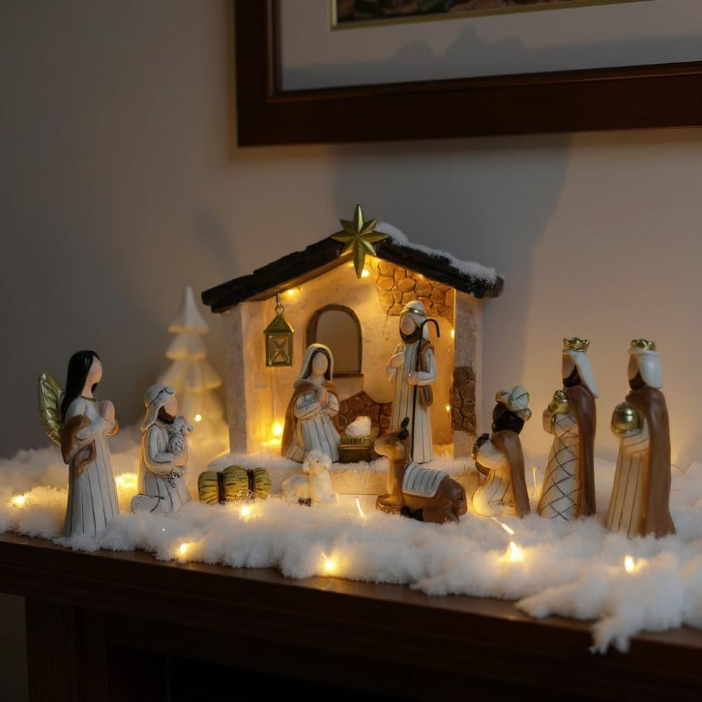 Décor de Noël Crèche Lumineuse en Bois - BlxckFR