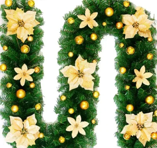 Guirlande de Noël Élégante en Rotin avec Lumières LED Chaudes - Foivo