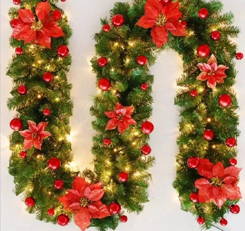 Guirlande de Noël Élégante en Rotin avec Lumières LED Chaudes