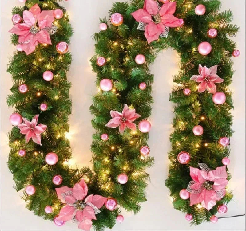 Guirlande de Noël Élégante en Rotin avec Lumières LED Chaudes