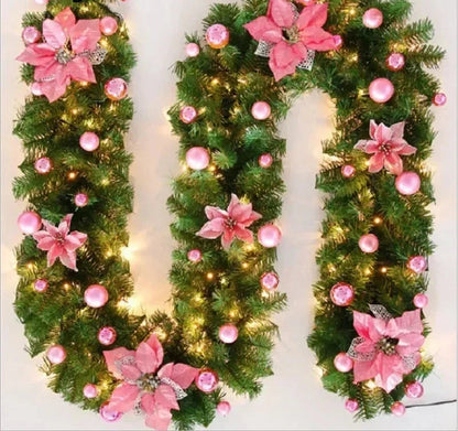 Guirlande de Noël Élégante en Rotin avec Lumières LED Chaudes