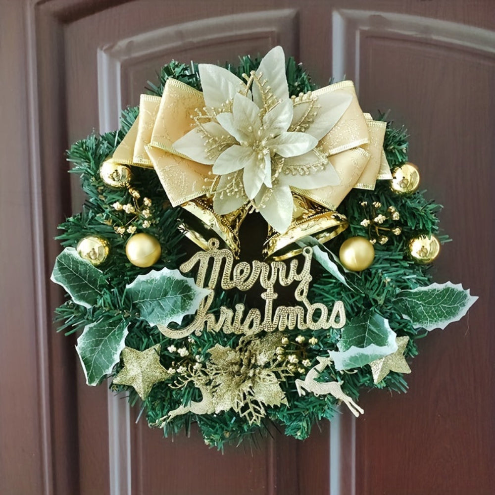 Guirlande de Noël Dorée Ruban Fleur Pour Porte - BlxckFR