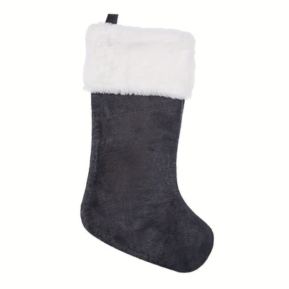 Chaussettes de Noël Velours Initiale Grise Décoration Fêtes