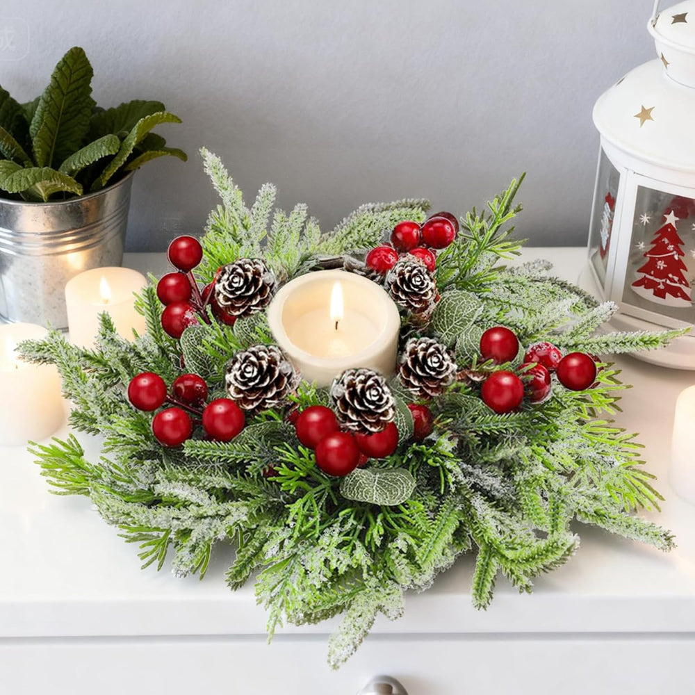 Décoration de Noël pour Table avec Bougie et Guirlande Élégante - BlxckFR