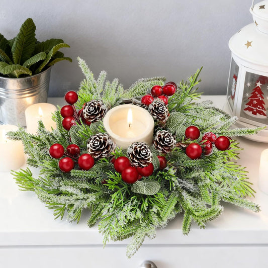 Décoration de Noël pour Table avec Bougie et Guirlande Élégante - BlxckFR