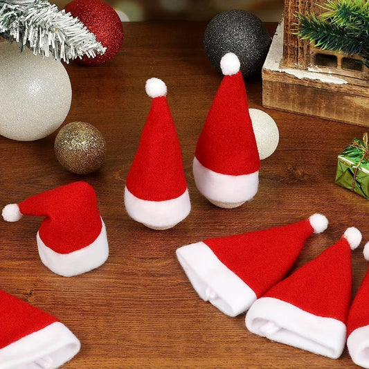 Décorations de Noël pour Table Chapeaux de Père Noël Miniatures Joyeux Accessoires - BlxckFR