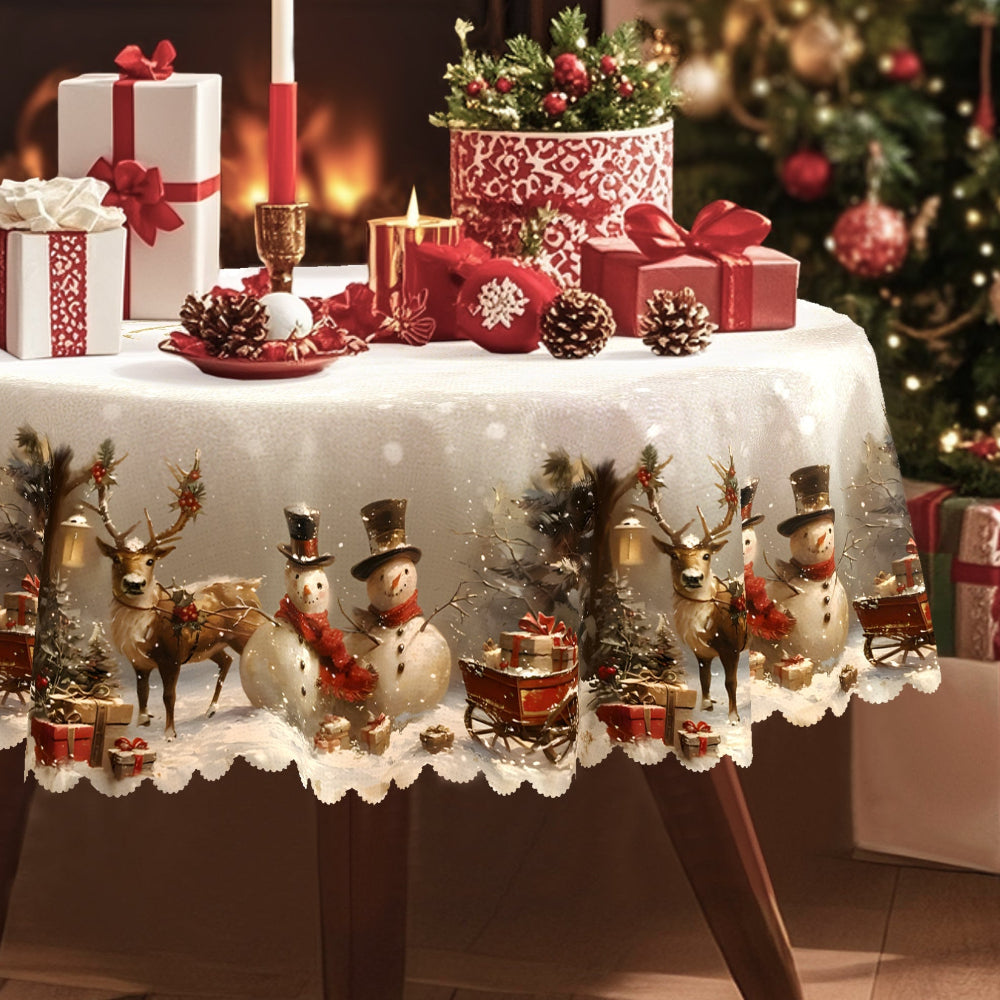 Décoration de Table de Noël Couvre-Table Hiver avec Bonhomme de Neige et Renne - BlxckFR