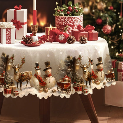 Décoration de Table de Noël Couvre-Table Hiver avec Bonhomme de Neige et Renne - BlxckFR