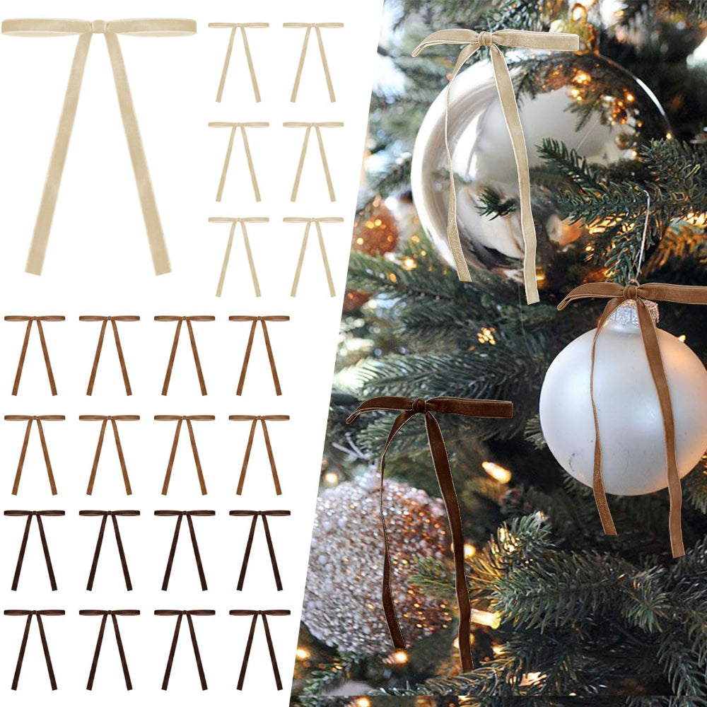 Guirlandes de Noël en Velours avec Nœuds en Ruban pour Décoration de Maison de Fête