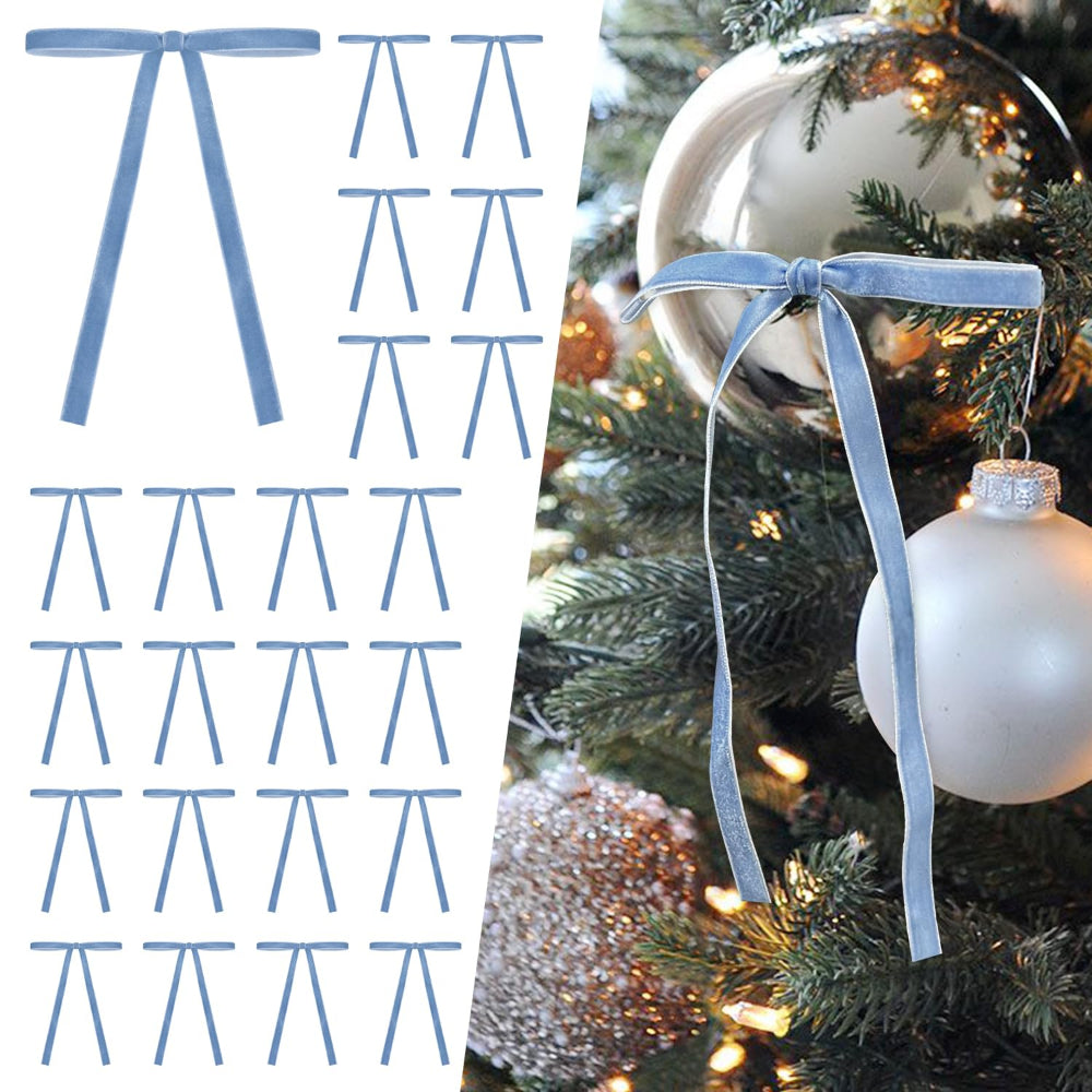 Guirlandes de Noël en Velours avec Nœuds en Ruban pour Décoration de Maison de Fête